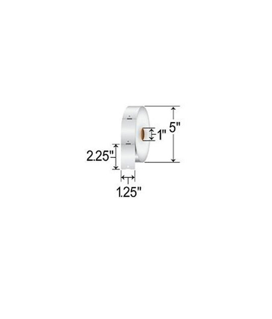 Zebra 1.25x2.25 Z-Select 4000D 7.5 mil Tag Direct Thermal ( 6 Rolls / Case )