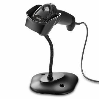 DS2208-SR BLACK WITH STAND COILED USB KIT: DS2208-SR00007ZZWW SCANNER, CBA-U32-C09ZAR SHIELDED COILED USB 9' CABLE, 20-71043-04R STAND