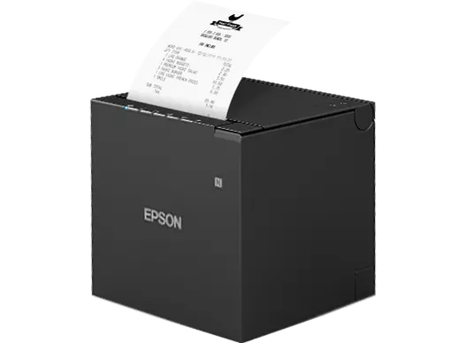 M30III - sleek 3" thermal receipt printer; small size that supports both front and top paper exits. Built in USB-A, USB-B, USB-C and ethernet interface