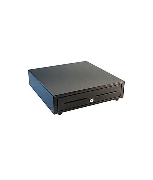 APG, VASARIO SERIES, STANDARD-DUTY CASH DRAWER, MANUAL, PUSH BUTTON, BLACK, PAINTED FRONT. 16 X 16, FIXED 5X5 TILL, NO CABLE REQUIRED
