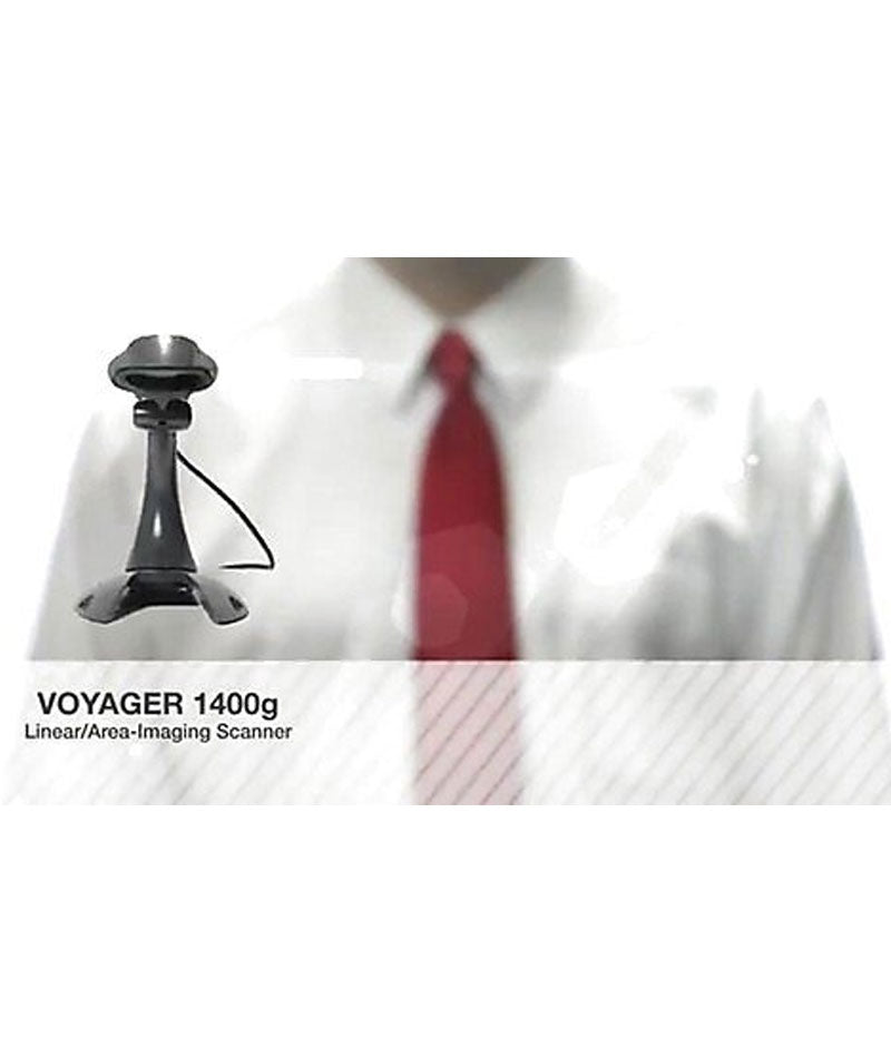 HONEYWELL, VOYAGER 1400G, USB KIT, OMNI-DIRECTIONAL SCANNER, 1D, PDF417, BLACK, RIGID PRESENTATION STAND, USB TYPE A 1.5M (5') STRAIGHT CABLE INC.