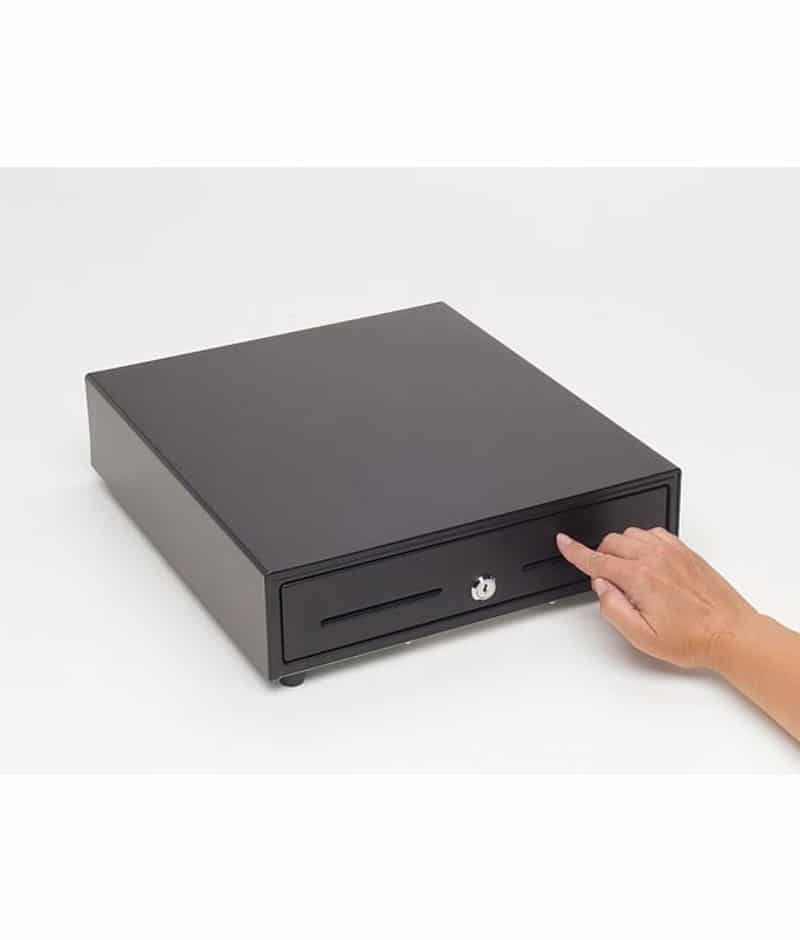 VAL-u Line SMALL Manual Cash Drawer - 13 Inch x 14 Inch, 4B/5C Till, Touch Open, 2 Slots, Black
