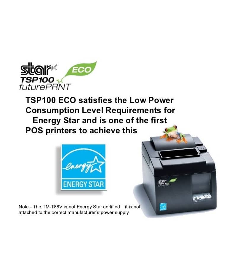 STAR TSP143IIILAN  ECO, Thermal Printer, Auto-cutter, ETHERNET (LAN), GRAY, ETHERNET CABLE, INT PS
