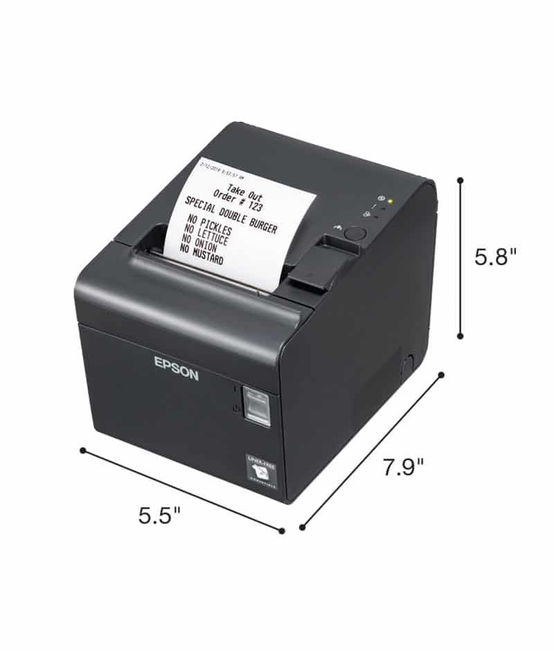 TM-L90II LFC Thermal Label Printer, EPSON, TM-L90II, LFC, EDG, ETHERNET AND WIRELESS USB ADAPTER, WITH AC CABLE AND POWER SUPPLY