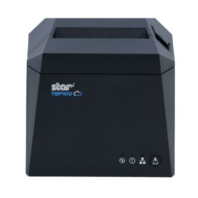 TSP100IV, Liner-free Thermal Printer for Sticky Paper, Cutter, USB-C, Ethernet (LAN), CloudPRNT, Android Open Accessory (AOA), GRY, Ethernet and USB Cable, Int PS