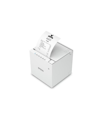 M30III - sleek 3" thermal receipt printer; small size that supports both front and top paper exits. Built in USB-A, USB-B, USB-C and ethernet interface